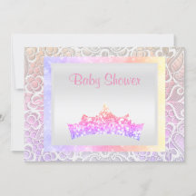 princesa rosa tema baby ducha encaje tiara pastel