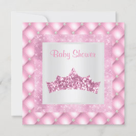 Invitación princesa rosa tema bebé ducha diamantes tiara