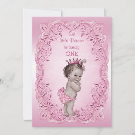 Invitación Princesa Rosa Vieja Primer Fiesta de Cumpleaños