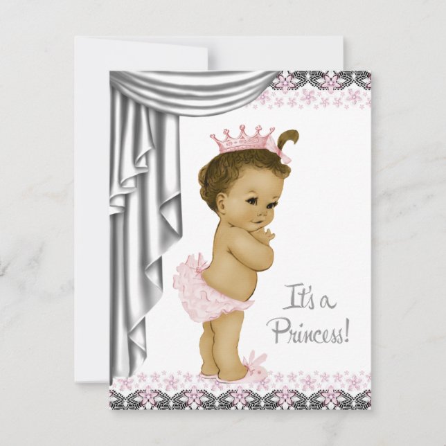 Invitación Princesa Rosa y Gray Baby Shower (Anverso)