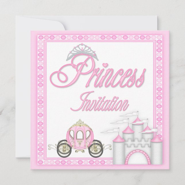 Invitación Princesa rosada Coach y fiesta de cumpleaños del (Anverso)
