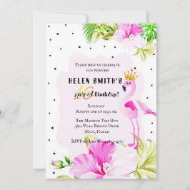 Invitación Princesa rosada Tropic Sweet 16 del flamenco del