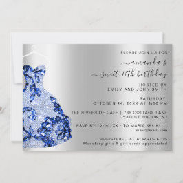 Invitación Princesa Royal Dress Sweet 16th Blue Navy Princess