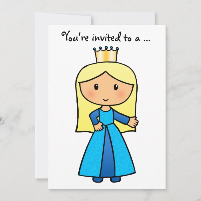 Invitación Princesa rubia linda Bridal Shower del clip art (Anverso)