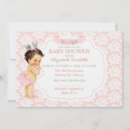 Invitación Princesa Rubor Pink & Silver Baby Girl