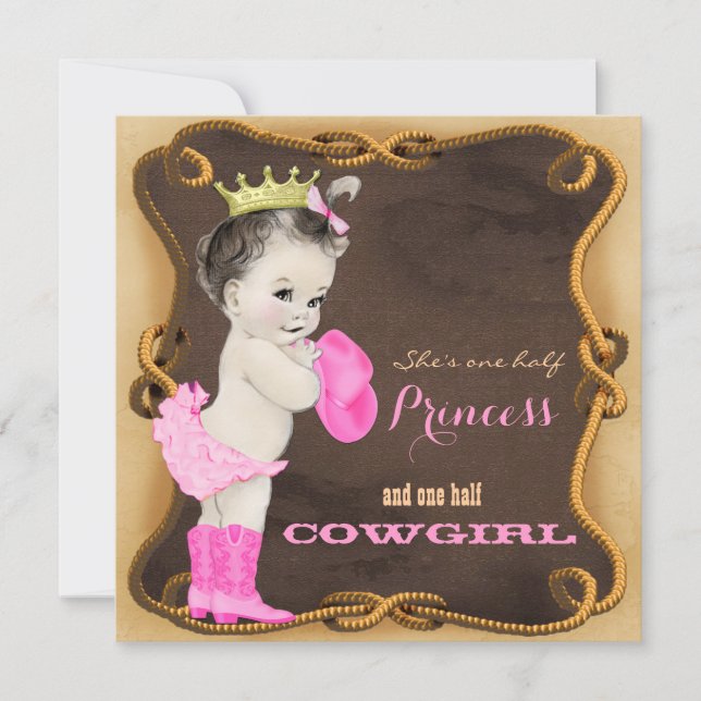 Invitación Princesa Rustic Cowgirl Baby Shower (Anverso)
