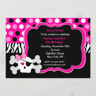 Invitación Princesa Skull BIrthday Invitations del pirata
