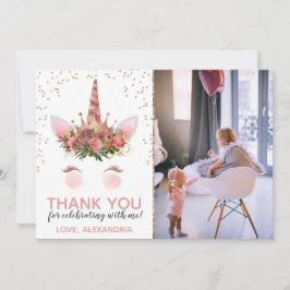 Invitación Princesa Subió de Oro Unicornio Gracias