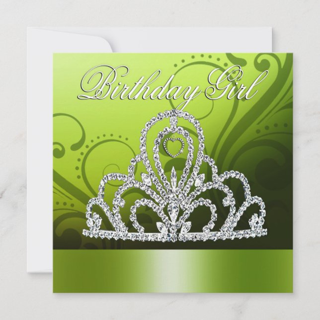 Invitación Princesa Tiara Chica de cumpleaños (lima) (Anverso)