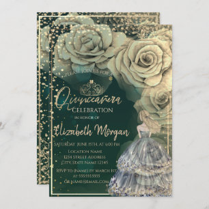 Invitación Princesa, Tiara de Oro, Rosas de diamantes
