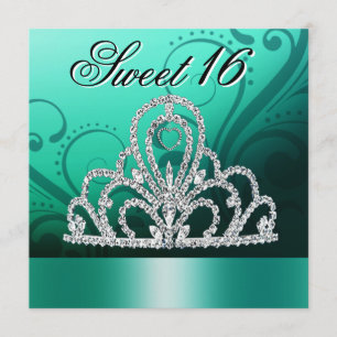 Invitación Princesa Tiara Sweet 16 (aqua)