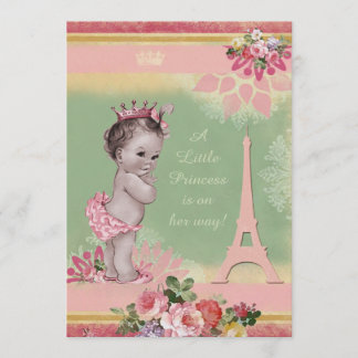 Invitación Princesa torre Eiffel Baby Shower del vintage