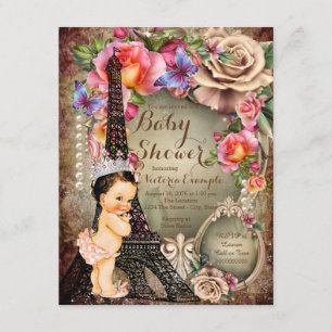 Invitación Princesa torre Eiffel París Baby Shower del