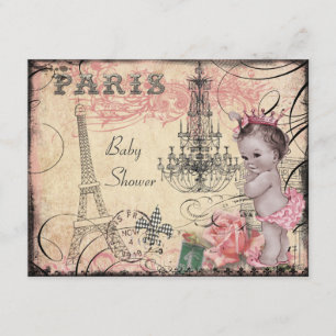 Invitación Princesa torre Eiffel y lámpara Baby Shower