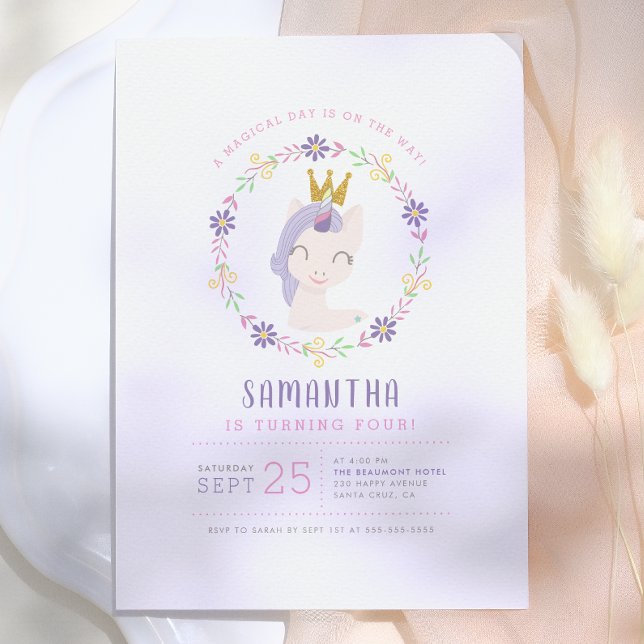 Invitación Princesa Unicornio Mágico | Cumpleaños Rosa y Dora (Subido por el creador)