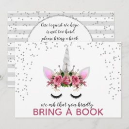 Invitación Princesa Unicornio Purpurina De Plata Trae Un Libr