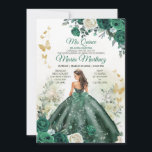 Invitación Princesa Verde Esmeralda Floral Mexicana Mi Quince<br><div class="desc">EDITABLE ELEGANTE Princesa Verde de Esmeralda Floral Mexicana Mis Quince Invitación Elegante Hunter Verde Chica De Cumpleaños Fiesta Mariposa de Oro Dulce 15 Cumpleaños Invitación Quinceañera</div>
