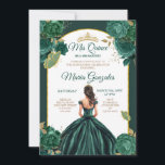 Invitación Princesa Verde Esmeralda Floral Quinceañera<br><div class="desc">Invitación de Quinceañera floral de esmeralda verde mis quinceañeras mis quinceañeras,  cumpleaños 15,  elegancia floral mis membrillos, </div>