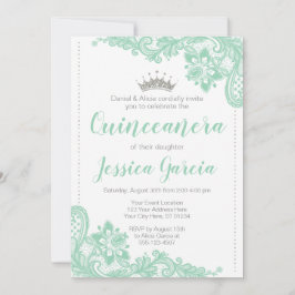 Invitación Princesa verde Quinceañera del purpurina del