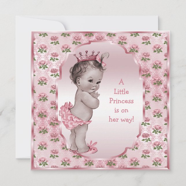 Invitación Princesa Vieja Rosa Baby Shower (Anverso)