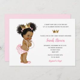 Invitación Princesa vieja vieja vieja de bebé africana rosa