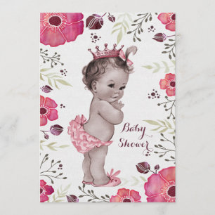 Invitación Princesa Watercolor Poppies Baby Shower del