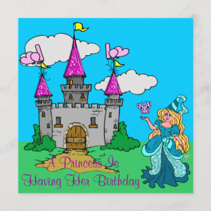 Invitación Princesa y Purpurinoso Chica de cumpleaños