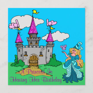 Invitación Princesa y Purpurinoso Chica de cumpleaños