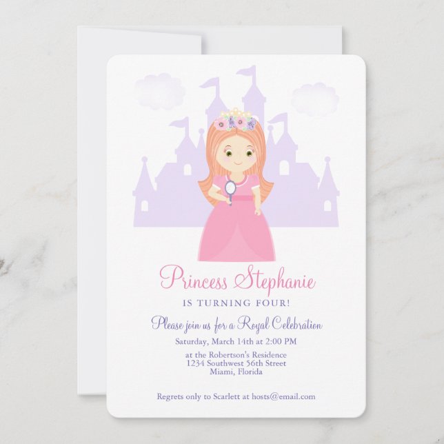 Invitación Princesa y su espejo mágico (Anverso)