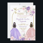 Invitación Princesas gemelas Lilac y Rubor Rosa Quinceañera<br><div class="desc">Invitación a las princesas gemelas Lilac y Rubor Pink Quinceañera</div>