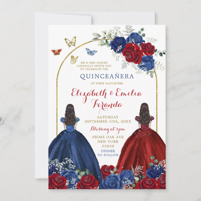 Invitación Princesas Rosa Rojas de la Marina Gemela (Anverso)