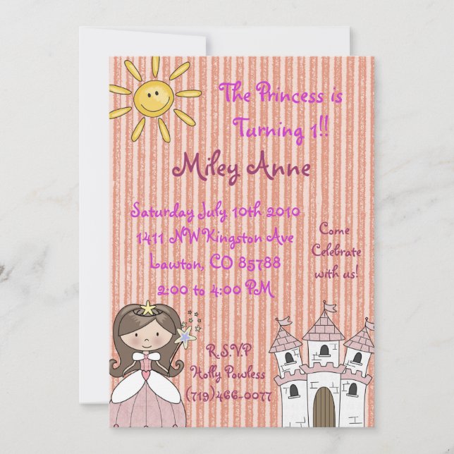 Invitación princesmiley copia, la princesa cumple 1!... (Anverso)