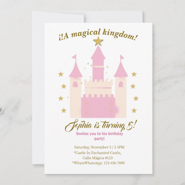 Invitación Princess and Castle Birthday Invitation | "Childre (Anverso)