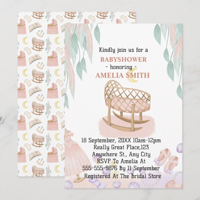 Invitación Princess Baby Shower (Anverso / Reverso)