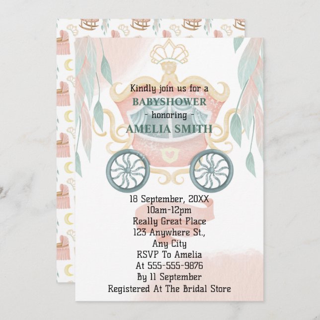 Invitación Princess Baby Shower (Anverso / Reverso)