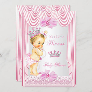 Invitación Princess Baby Shower Blonde Chica Seda Rosa