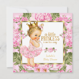 Invitación Princess Baby Shower Rosa de oro rosa Floral Blond