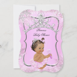 Invitación Princess Baby Shower Wonderland Pink Brunette