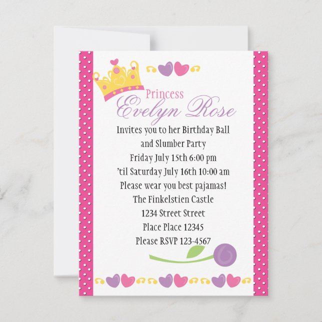 Invitación Princess Ball (Anverso)