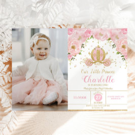 Invitación Princess Birday Party Carrito Foto Floral Rosa