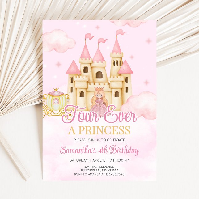 Invitación Princess Birthday (Four Ever Princess Birthday Party Invitation)