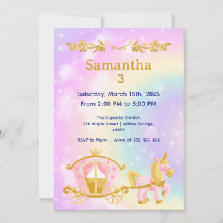 Invitación Princess  Birthday Samantha 3 Birthday Party