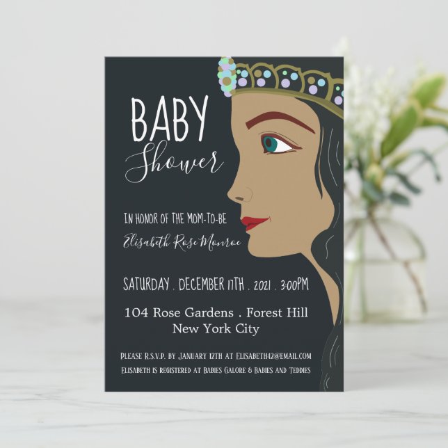 Invitación Princess Blue Baby Shower (Anverso de pie)