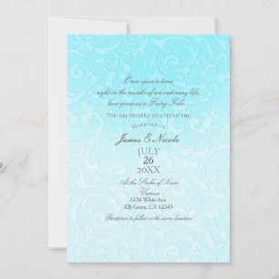 Invitación Princess Blue Elegant Storybook Swirl Boda