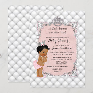 Invitación Princess Blush Pink Pearls Diamonds Baby Girl