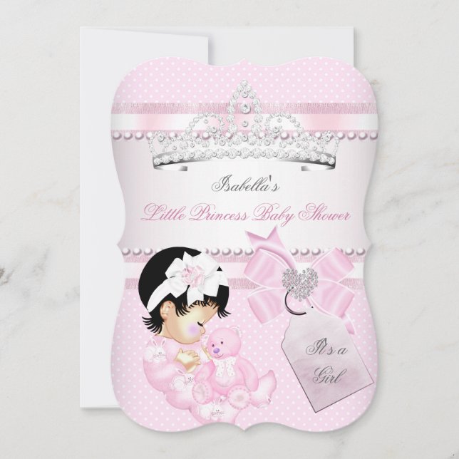 Invitación Princess Bonito Baby Shower Cute Chica Tiara Spots (Anverso)