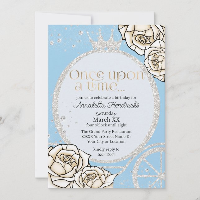 Invitación Princess Carriage Cinderella Fairytale (Anverso)