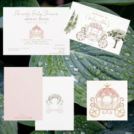 Invitación Princess Carriage Rubor Baby Shower Gracias