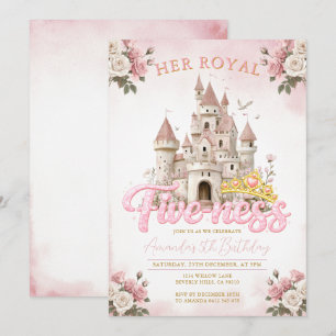 Invitación Princess Castillo 5.º Cumpleaños Five-ness Real 