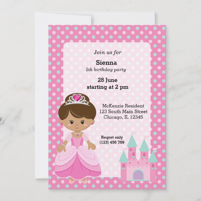 Invitación Princess & Castle (Anverso)